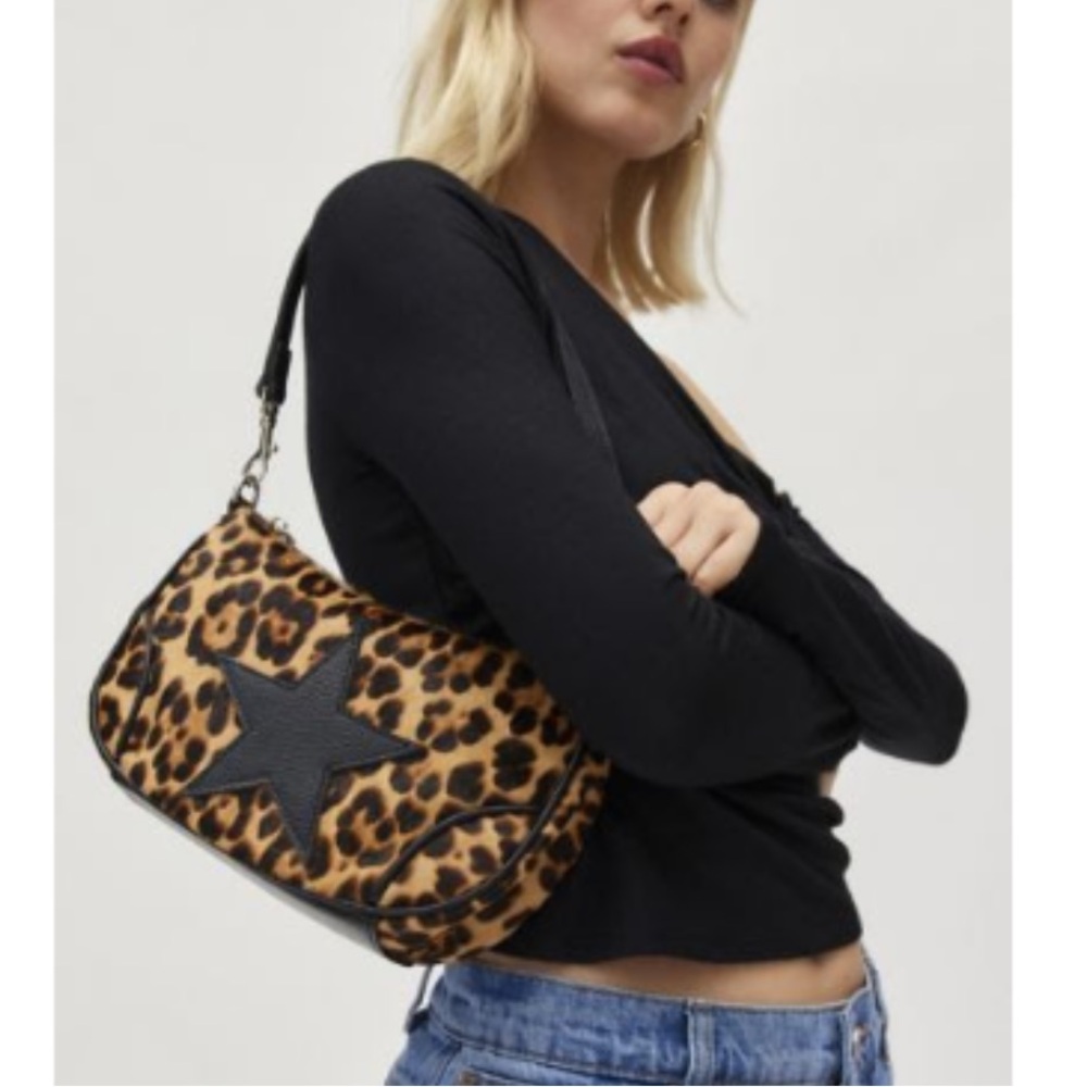 NWT animal print handbag with blue bag charm